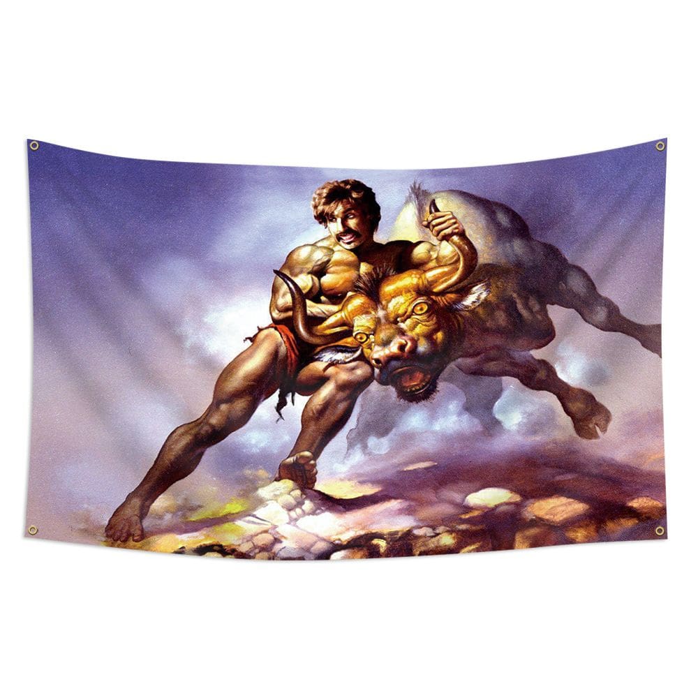 Bandeira Hercules Wrestling the Bull 90x150cm Poliéster