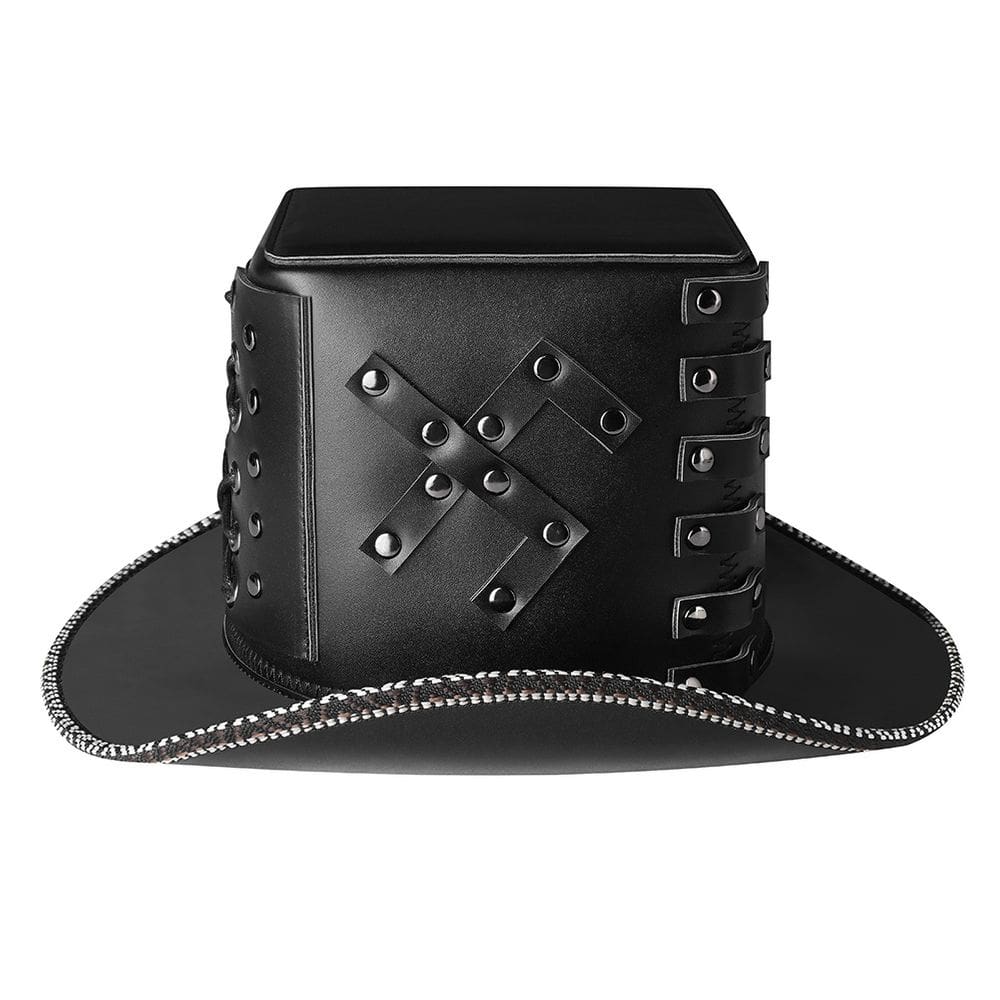 Chapéu Gothic Plague Doctor Black PU Leather Top Hat para adultos