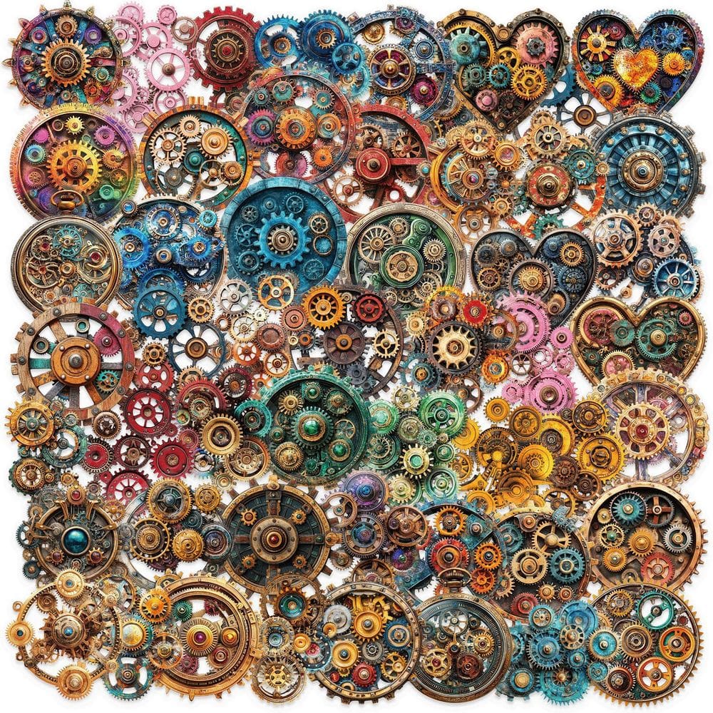 Pacote de adesivos Steampunk Gear, 50 unidades de relógio mecânico retrô
