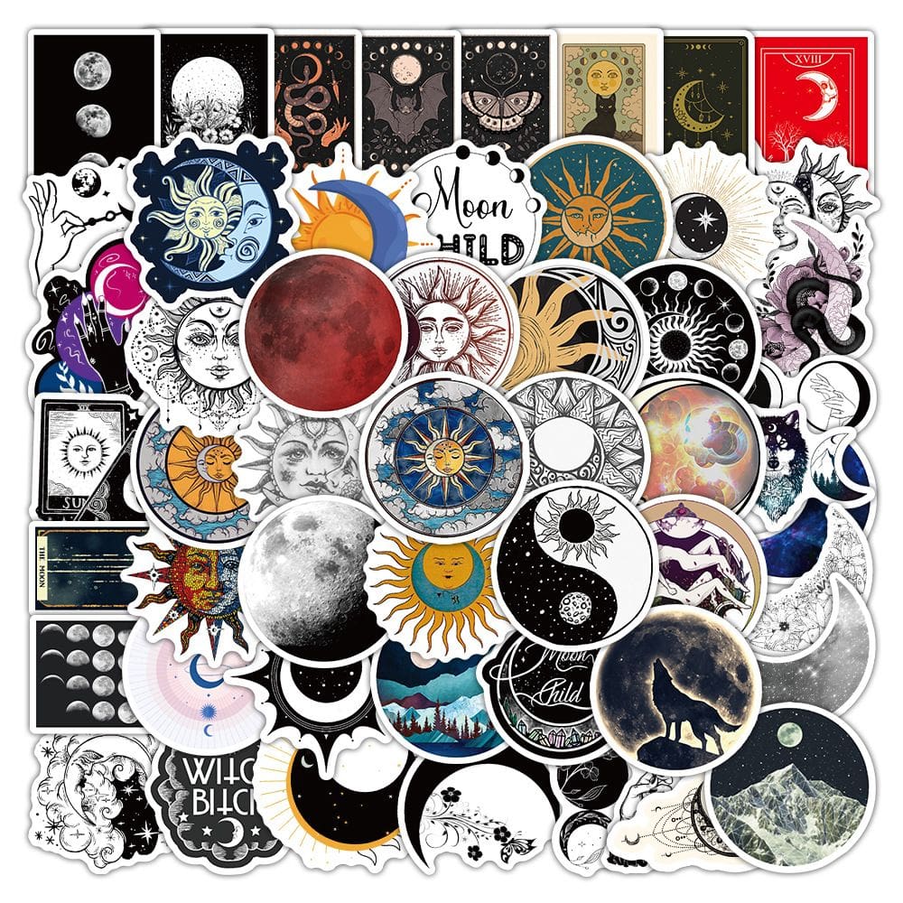 Adesivos Sun and Moon Aesthetic Celestial Decalque x60