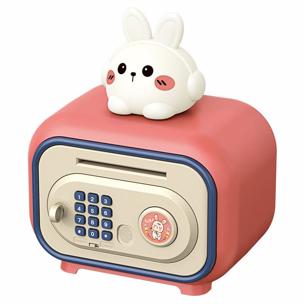 Rolamento automático de moedas Piggy Bank Cartoon Rabbit com fechadura