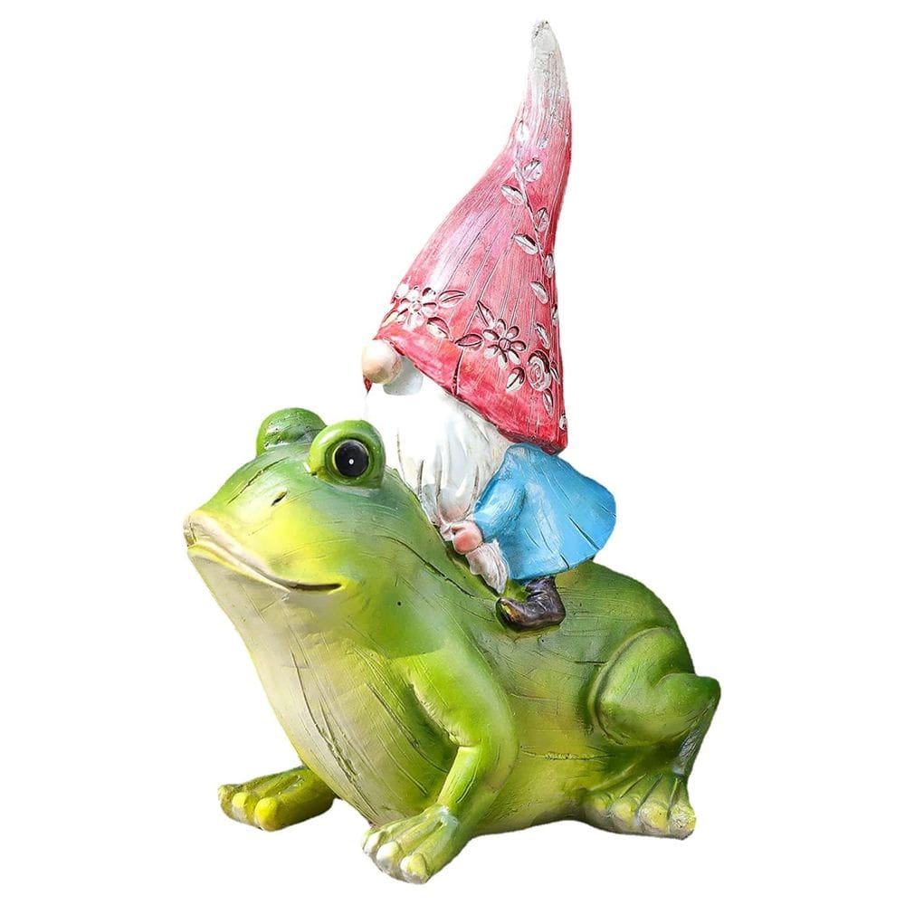 Escultura de gnomo de jardim com resina de sapo caprichosa de 18 cm