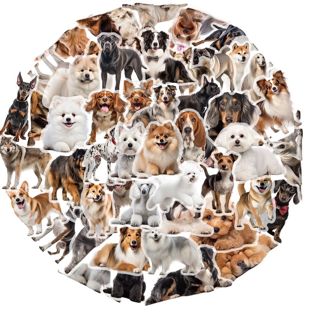 Pacote de adesivos Cartoon Dog Cute Puppy 50 unidades à prova d`água