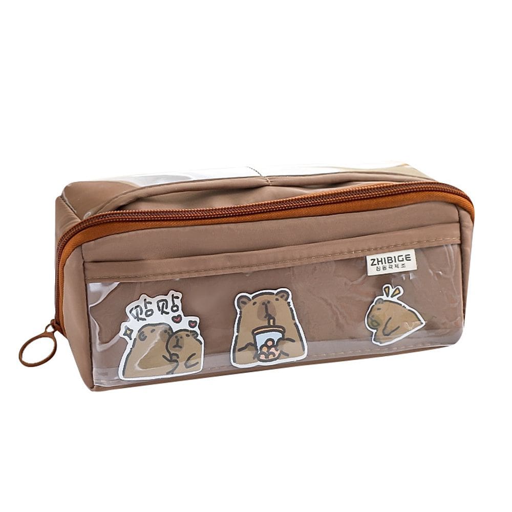 Estojo de lápis de grande capacidade com design de desenho animado de capivara