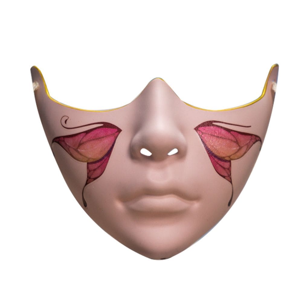 Máscara facial de resina pintada com borboleta para cosplay, Halloween