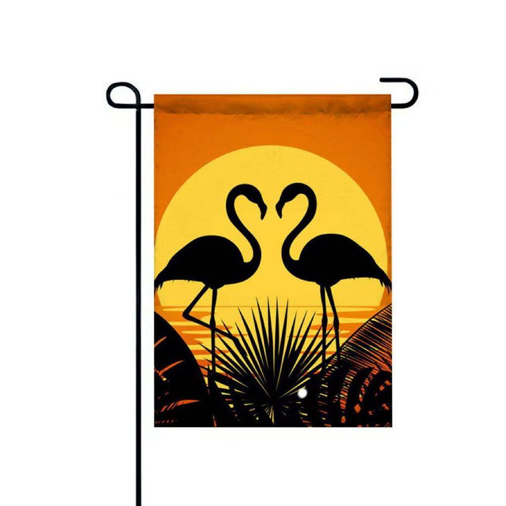 Bandeira de jardim Flamingo Sunset 30x45cm Poliéster de dupla face
