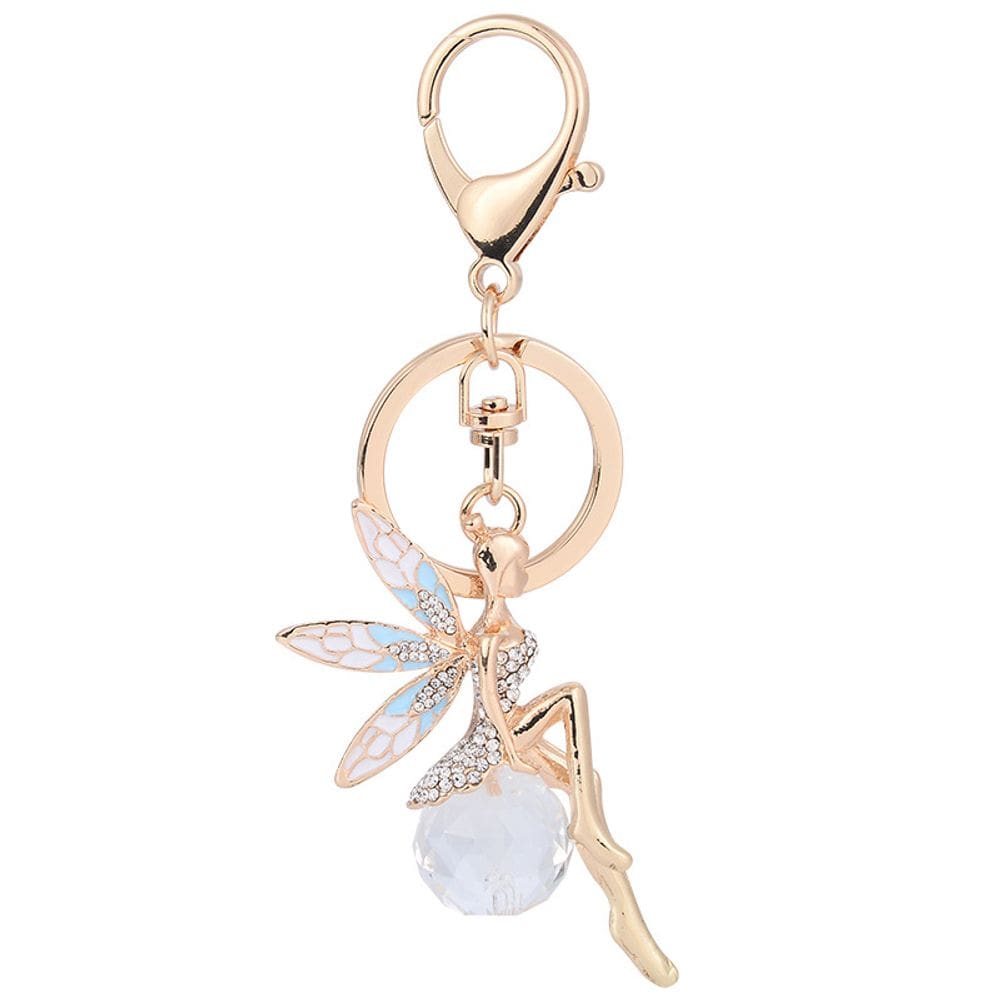 Chaveiro Angel Fairy com liga de cristal de zinco e ouro rosa 12,5 cm