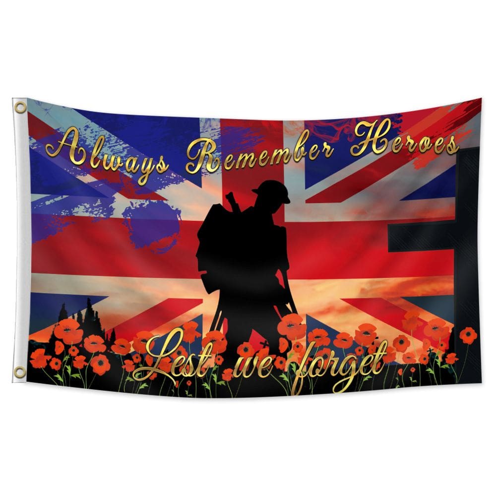 Flag Veterans Memorial Always Remember Heroes 150x90cm