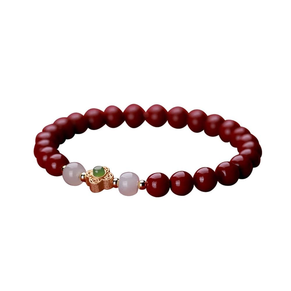 Pulseira Cinnabar com incrustação de jade e símbolo do zodíaco dragão