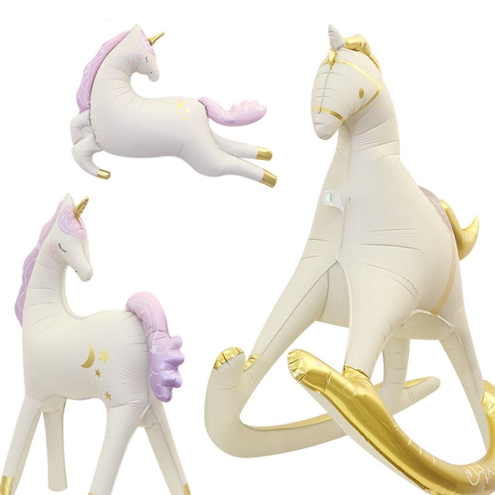 Balão 4D Unicorn Rocking Horse, folha de alumínio x3