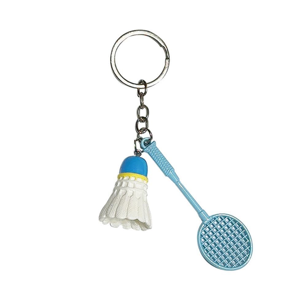 Chaveiro Mini Badminton, peteca e raquete em liga de zinco