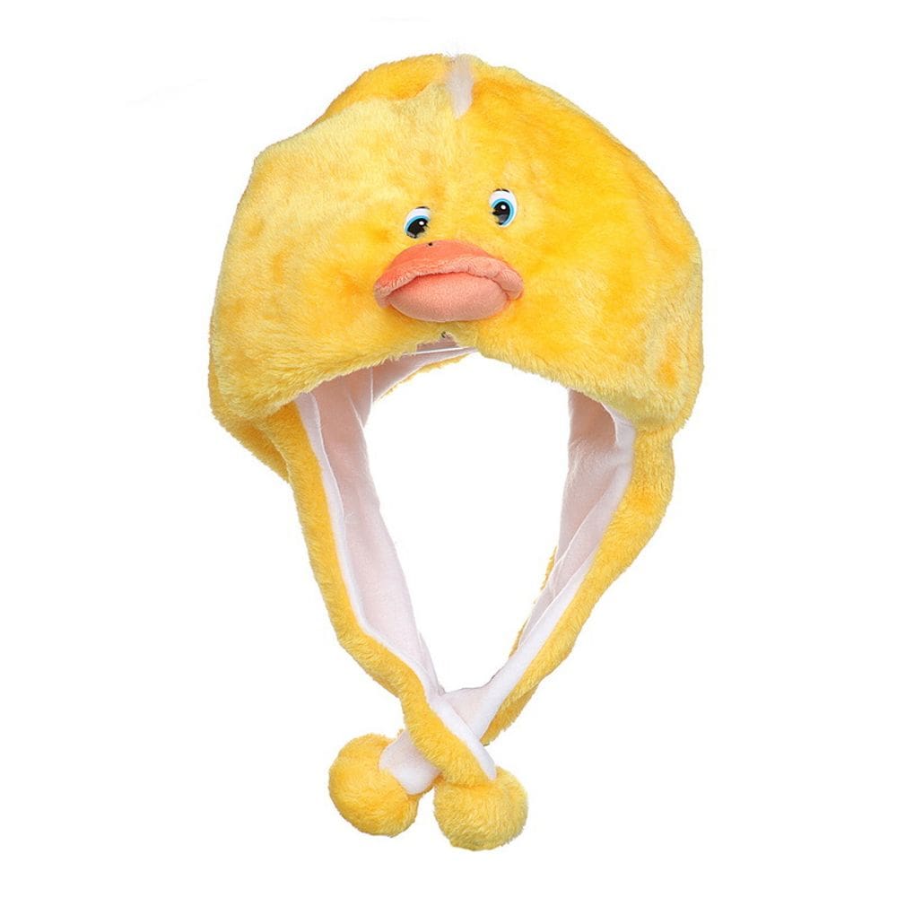 Chapéu de cosplay de animais de pelúcia Funny Yellow Duck para adultos e crianças