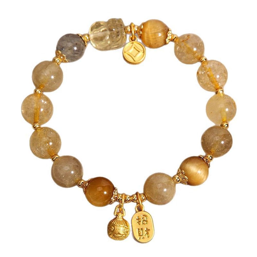 Pulseira de cristal de quartzo rutilado natural para mulheres de 10 mm