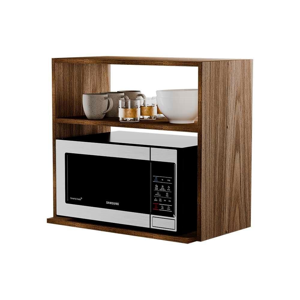 Suporte Nicho Suspenso Micro-ondas Parede Cozinha Freijó