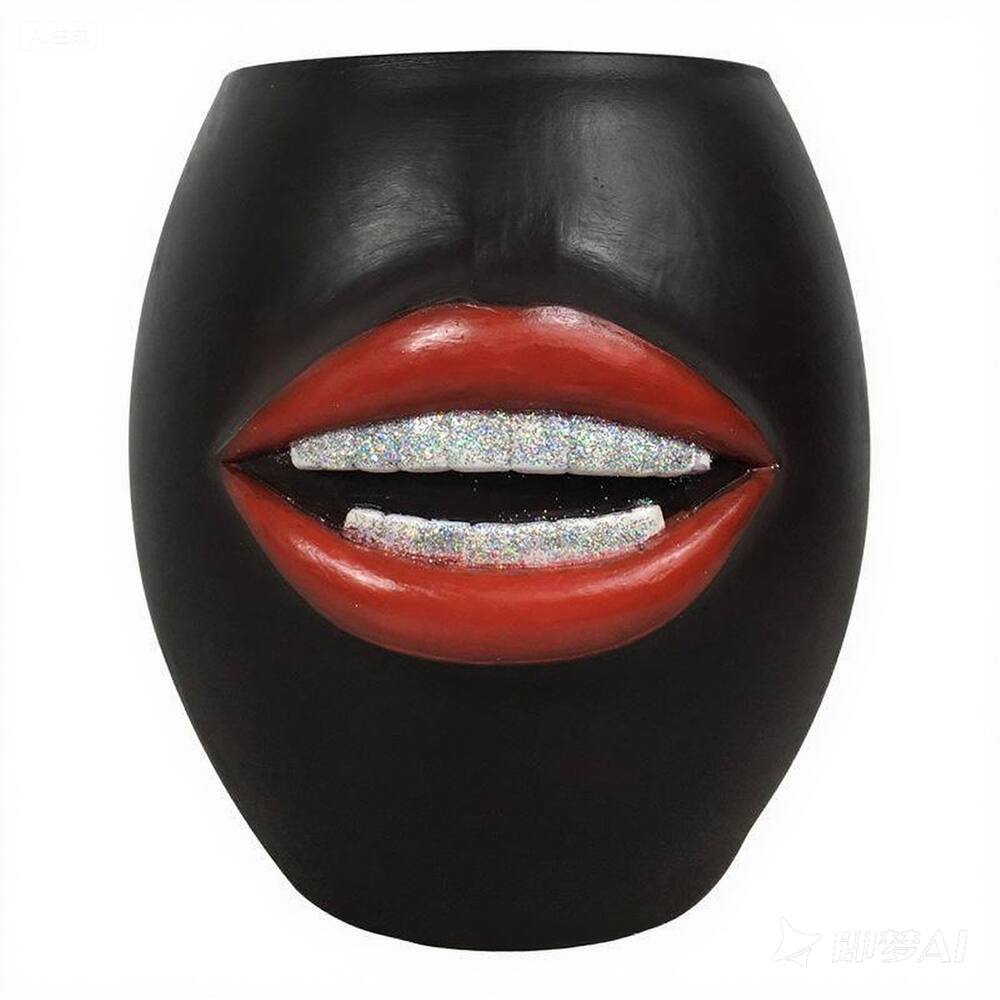 Vaso de plantas de resina Flowerpot Creative Lips com dentes brilhantes