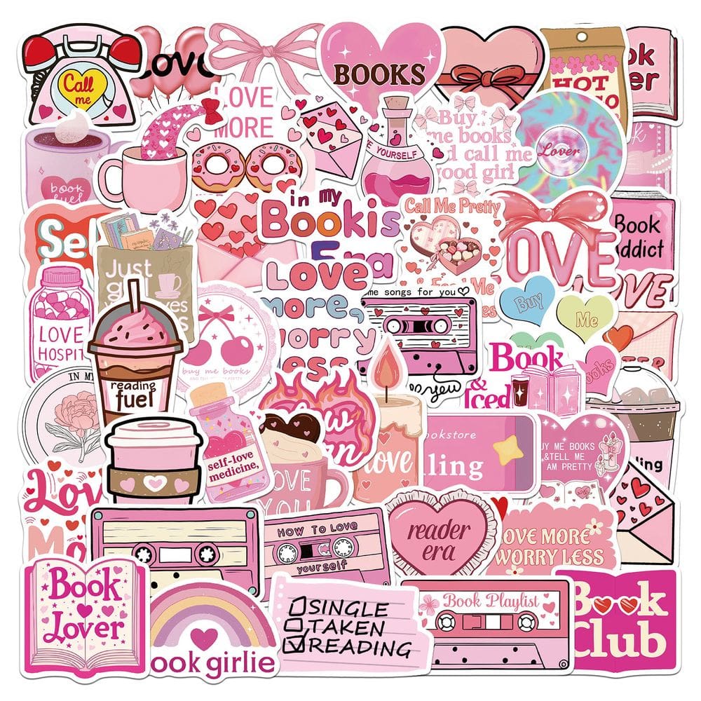 Pacote de adesivos Romantic Reading, 150 unidades, livro holográfico, amor