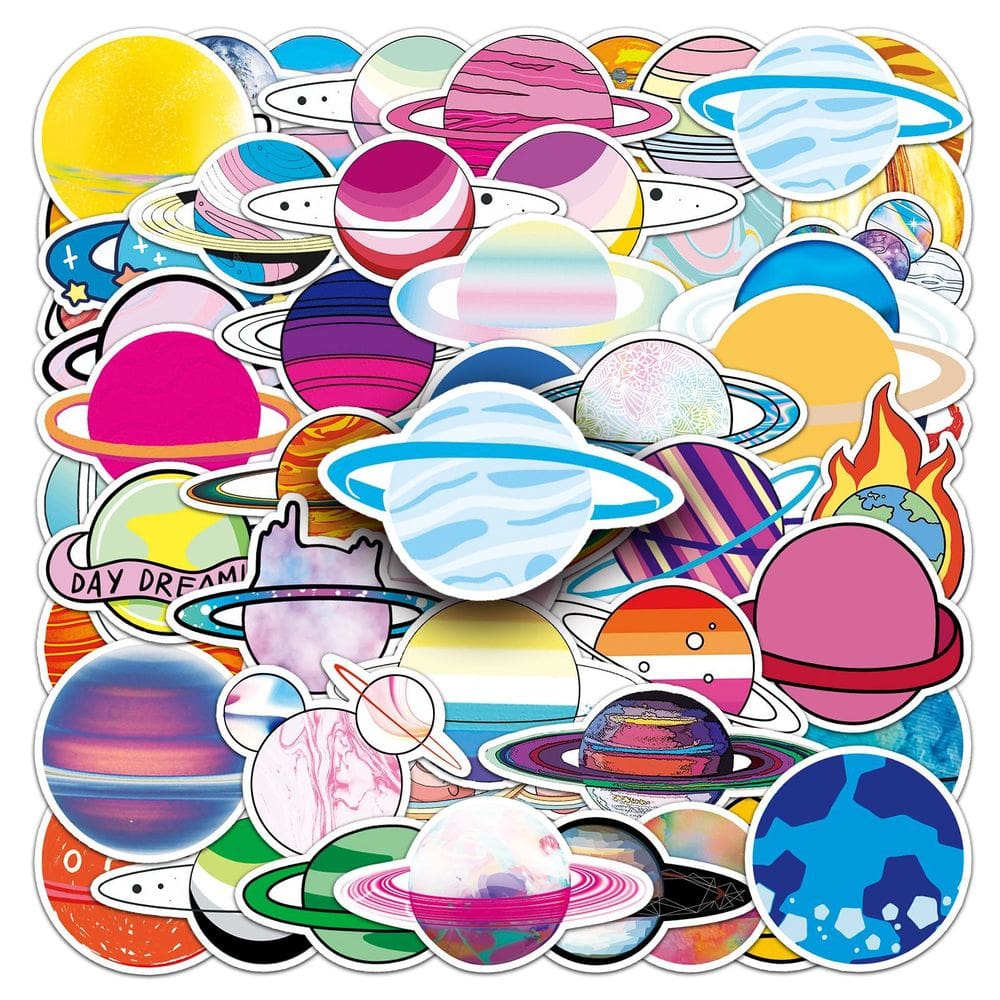 Pacote de adesivos Galaxy & Planet Space Themed x50 Waterproof