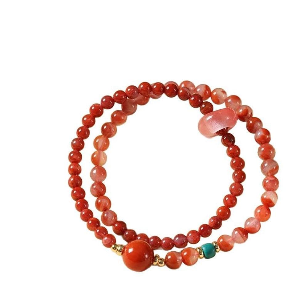 Pulseiras South Red Agate Double Wrap para mulheres