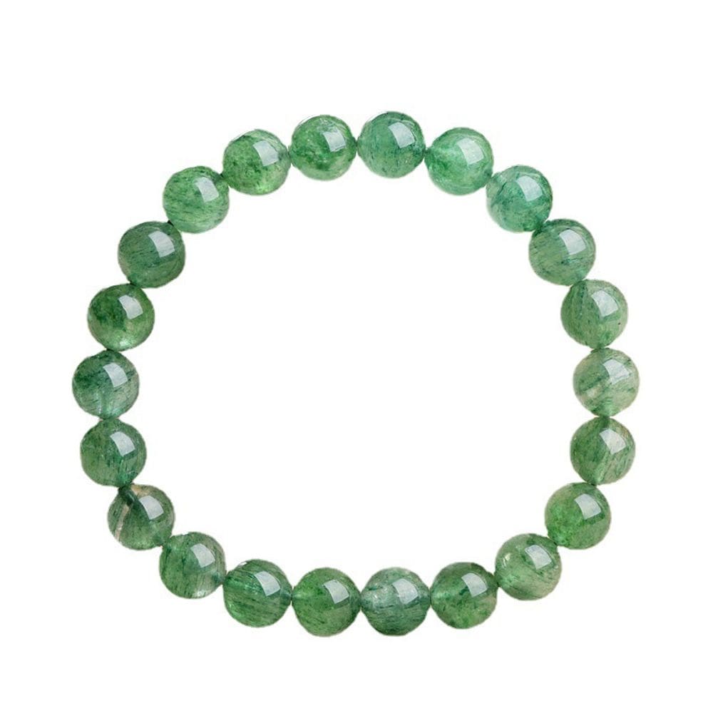 Pulseira de quartzo de morango verde natural, 8 mm, miçangas