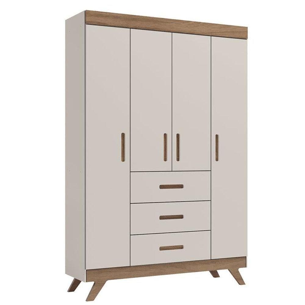 Guarda Roupa Infantil Retrô Maya Off White Carvalho - Carolina