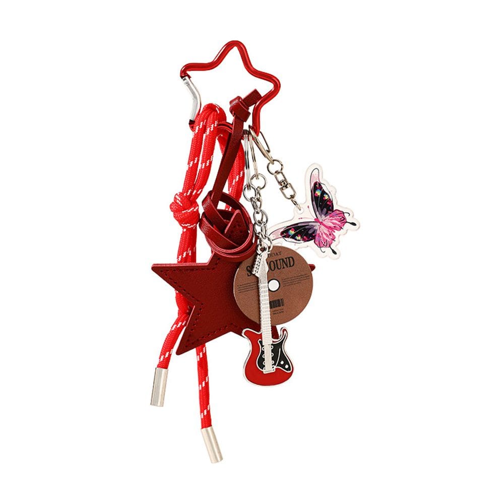 Guitarra elétrica Keychain Creative Cartoon Pink Butterfly