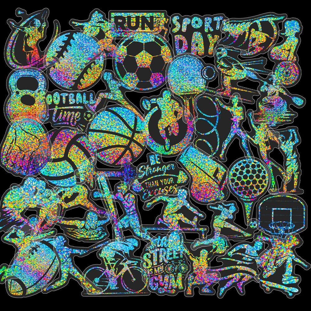 Pacote de adesivos: flor holográfica transparente, 50 unidades de laser PET