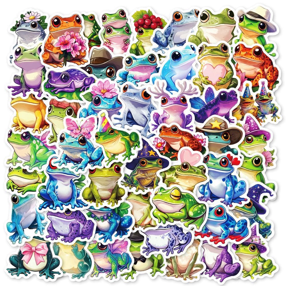 Adesivos Rocking Frog, 50 peças, decalques de vinil impermeáveis