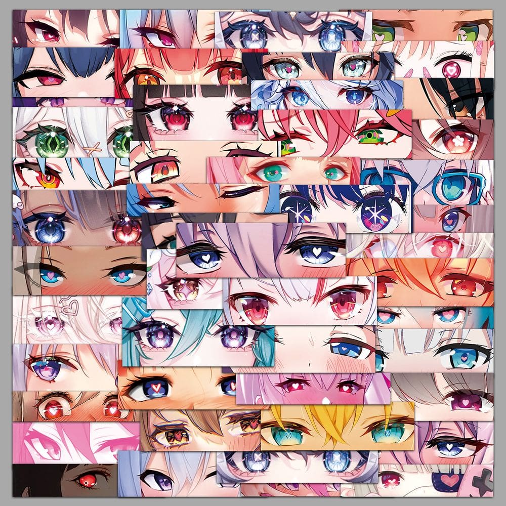 Pacote de adesivos Anime Eyes, 50 unidades de adesivos de vinil impermeáveis