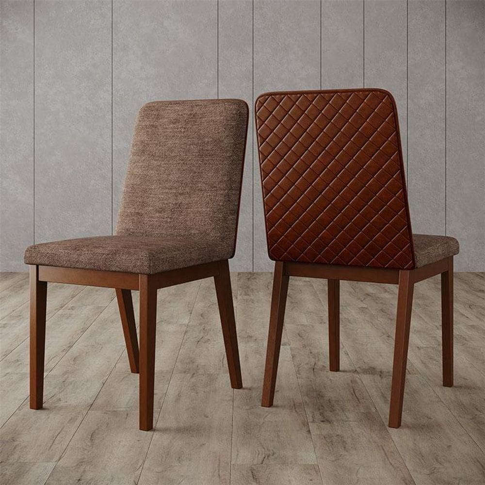 Cadeira Para Mesa De Jantar Pietra Ambiente Kit 02 Peças Corano Caramelo Cacao - Henn