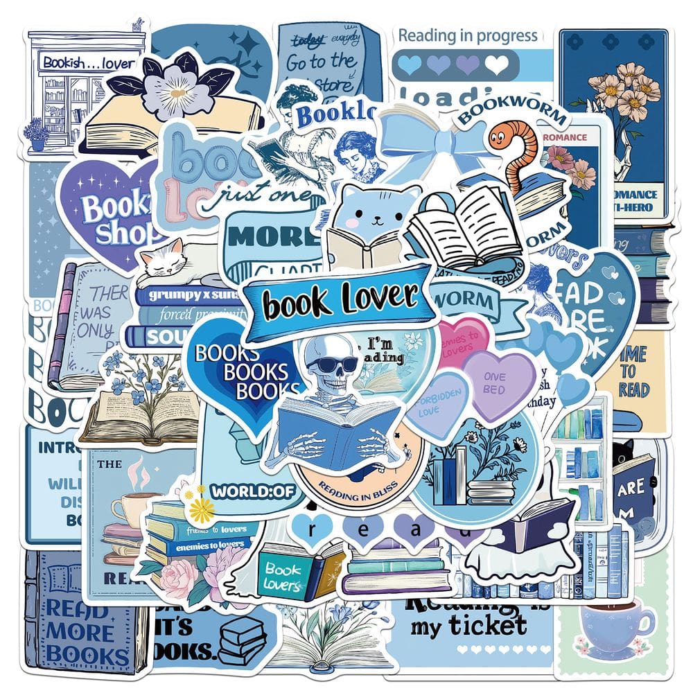 Pacote de adesivos Reading Graffiti Theme, 50 unidades, Cartoon Book Lover