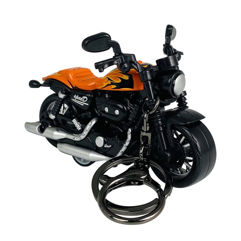 Chaveiro Mini Harley Motocicleta Laranja em Liga ABS 6,9 cm