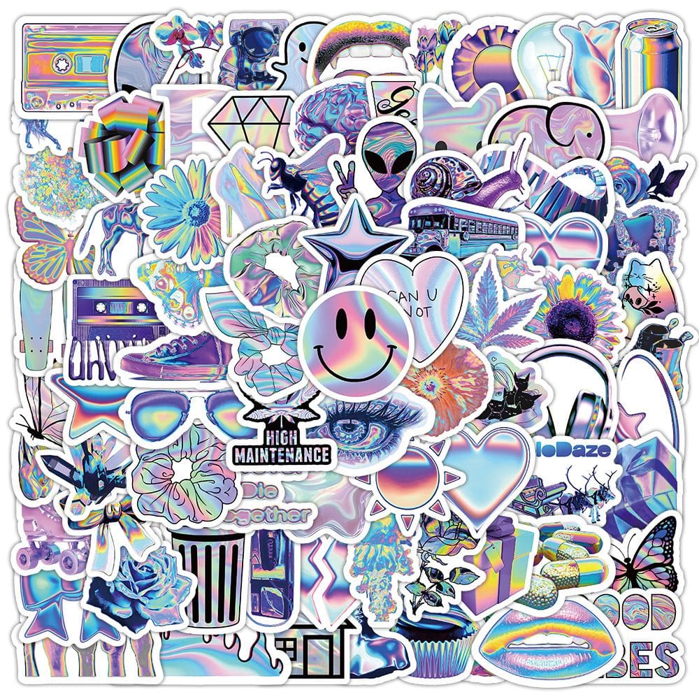 Adesivos holográficos, grafite, vinil impermeável, 50 unidades