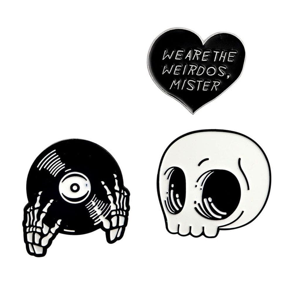 Conjunto de 3 broches góticos, alfinetes de blusa, distintivo de lapela