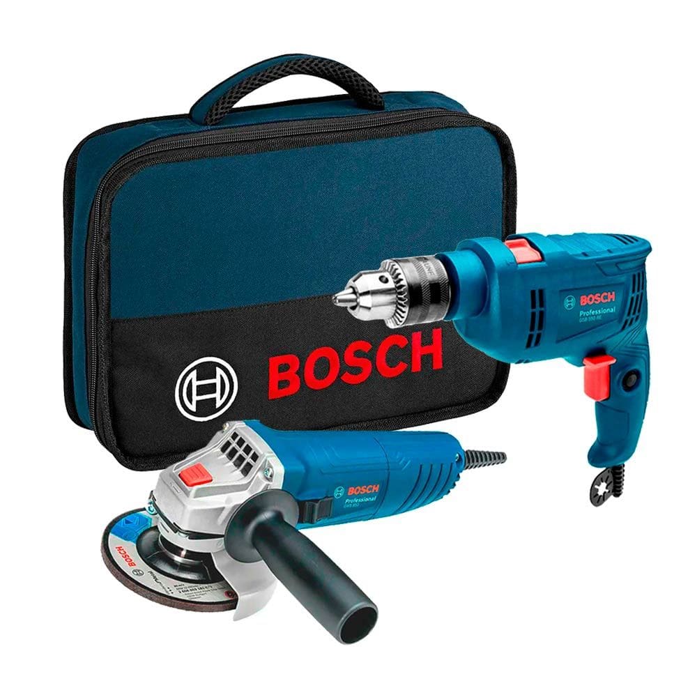 Combo Furadeira de Impacto GSB550 + Esmerilhadeira Com Bolsa GWS850 Bosch 220V
