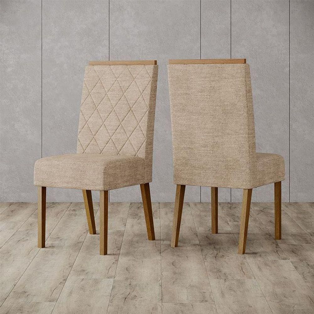 Cadeira Para Mesa De Jantar Nina Ambiente Kit 2 Peças Nature Creme - Henn
