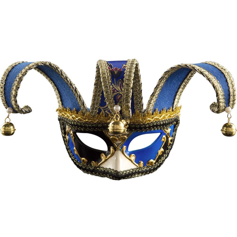 Jester Masks Creative Masquerade Mas PVC azul e dourado