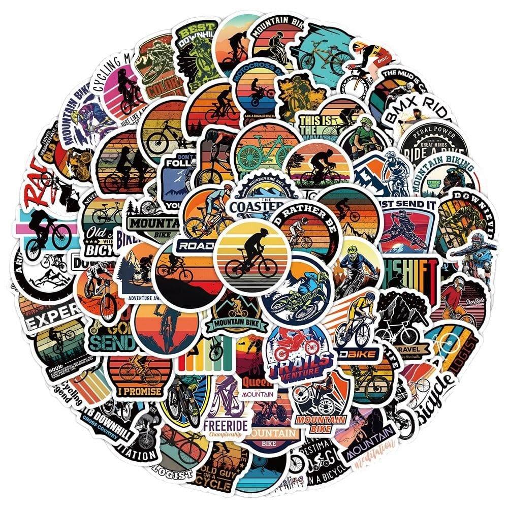 Pacote de adesivos: 100 peças de mountain bike, ciclismo ao ar livre, impermeável