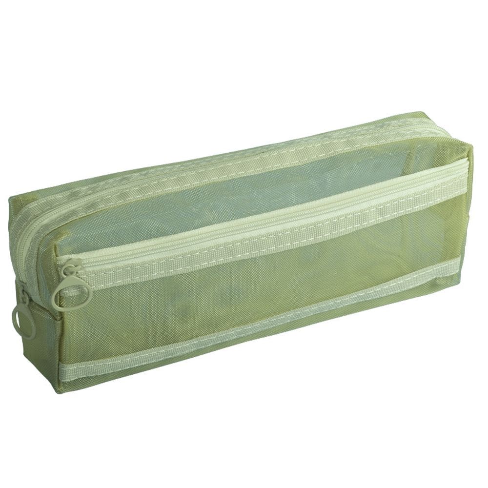 Estojo de lápis de malha de dupla camada transparente de grande capacidade