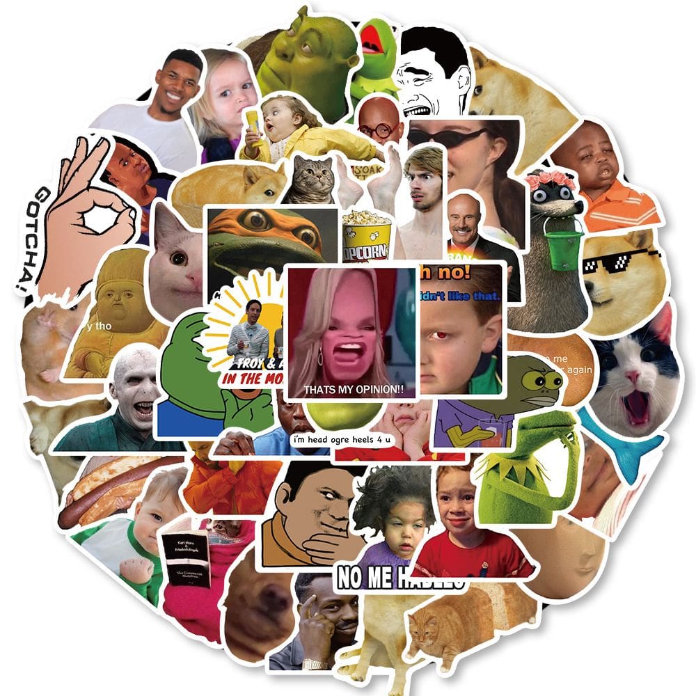 Pacote de adesivos Funny Meme, 50 unidades de expressões de TV e Internet