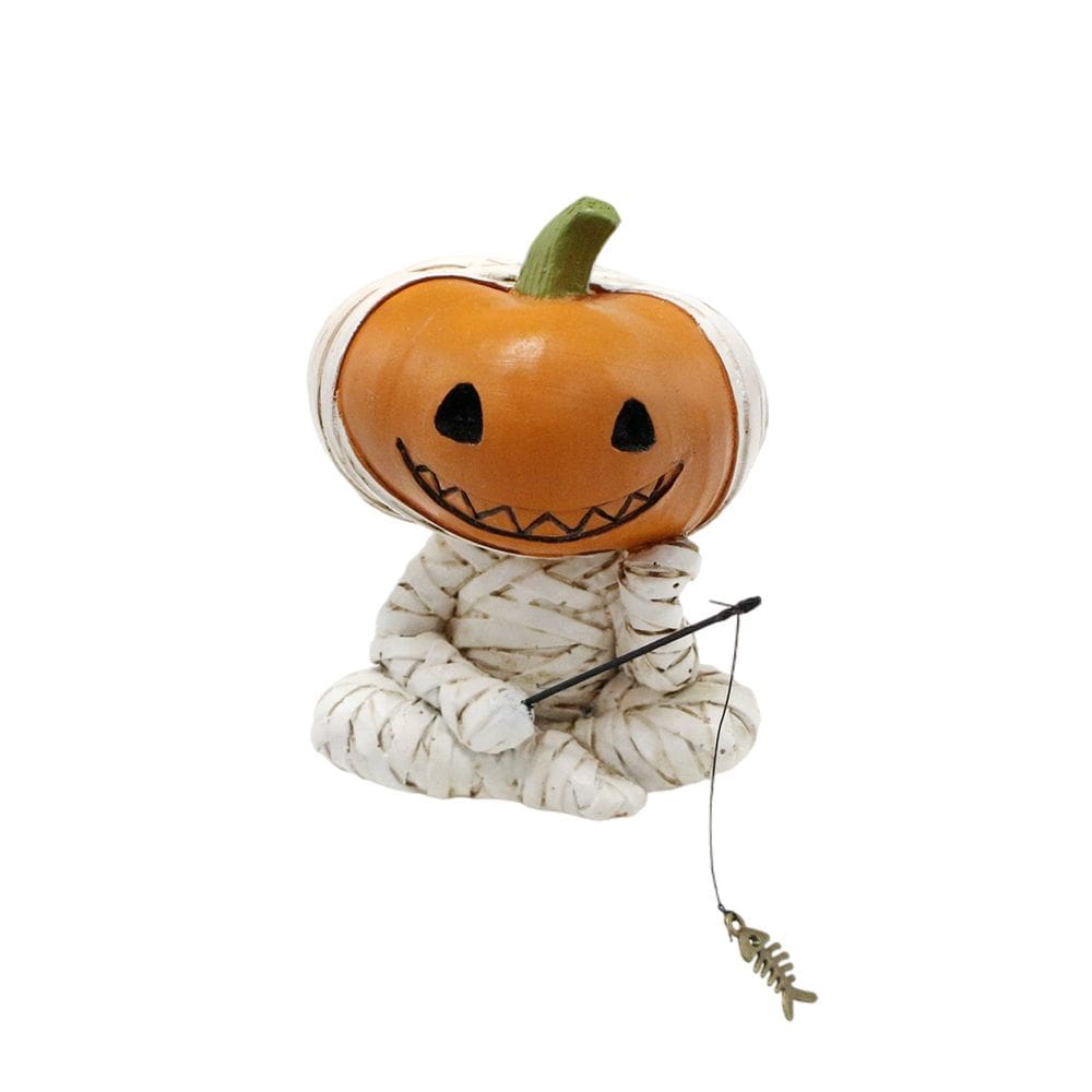 Estátua de decoração de jardim Pumpkin Head Mummy Resin 6cm
