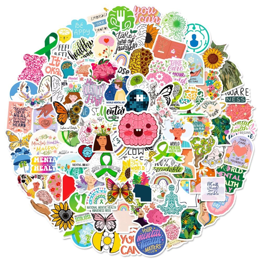 Adesivos de conscientização sobre ansiedade, 50 unidades de vinil impermeável de 3 a 6 cm