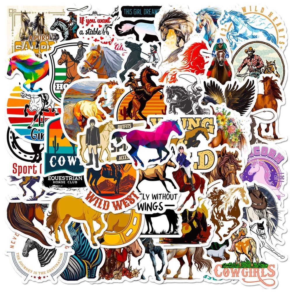 Adesivos Western Horse Cowboy Equestrian Vinil Decalque x50