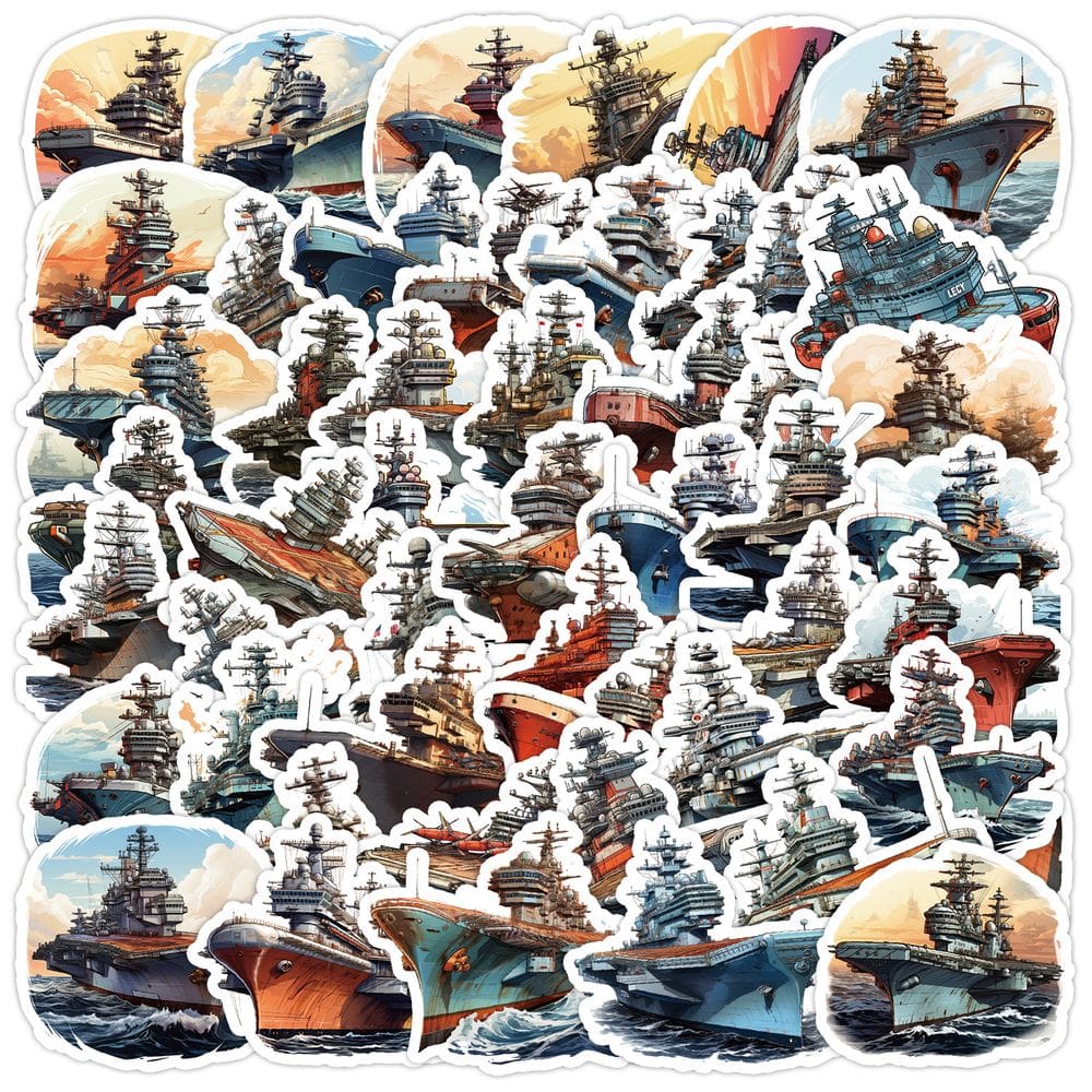 Pacote de adesivos Aircraft Carrier 50 unidades Cartoon Navy Ship