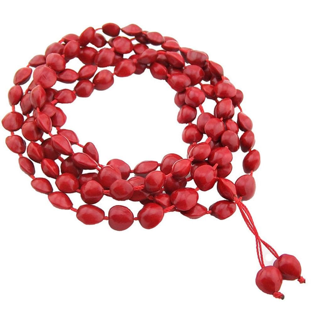 Pulseira Bodhi Seed Red 108 Beads 8mm de diâmetro