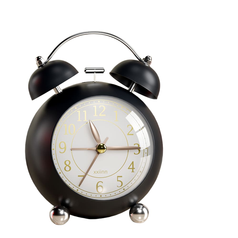 Despertador Vintage Twin Bell com design clássico de metal preto