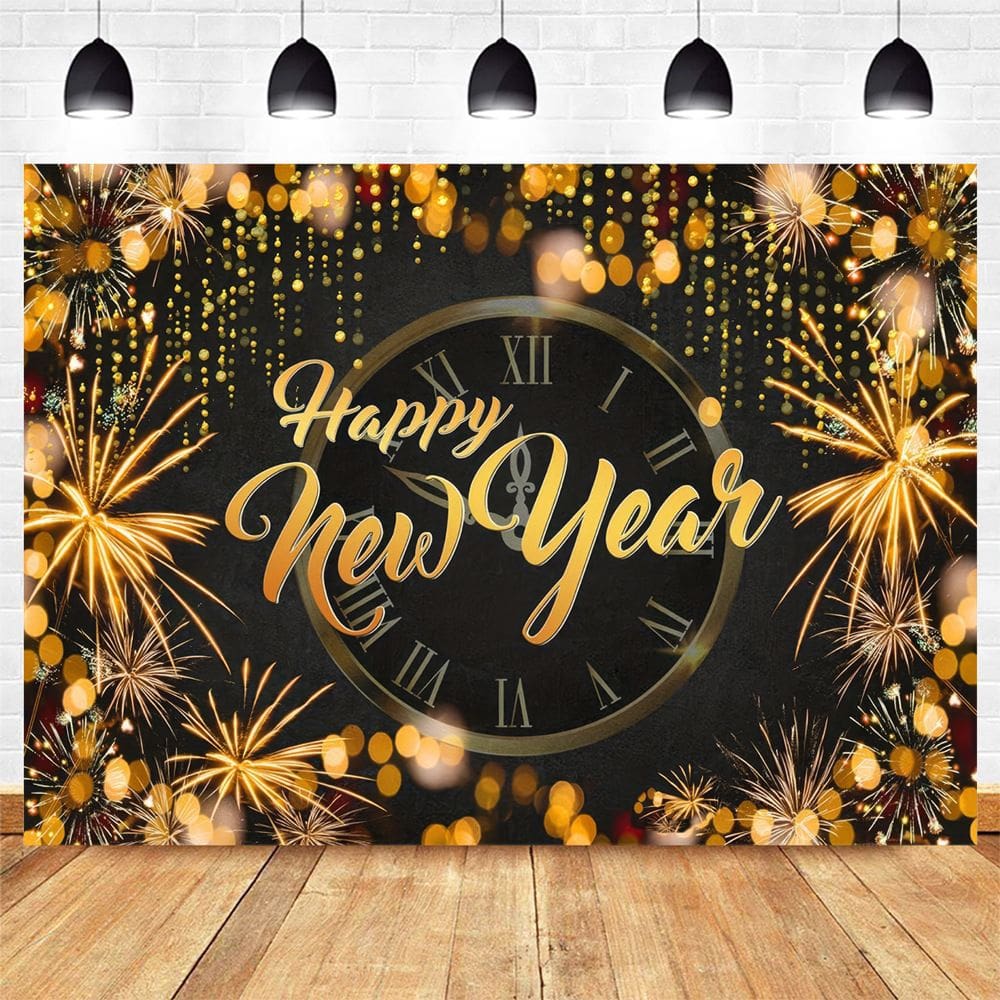 Design de relógio de fogos de artifício para tapeçaria para pendurar na parede Feliz Ano Novo