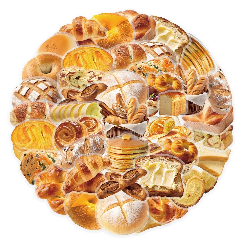 Conjunto de adesivos Bakery Bread 50 unidades de comida de desenho animado à prova d`água