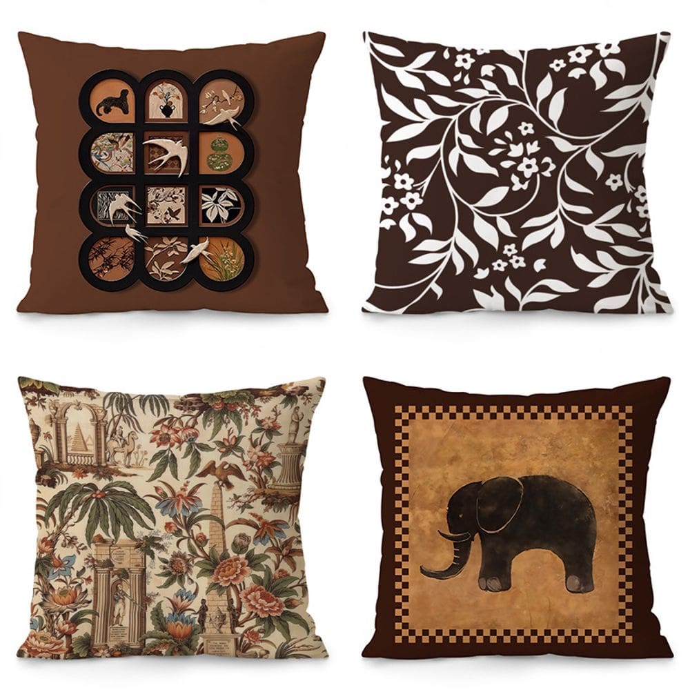 Capas de almofada French Vintage Plush 35x35cm marrons