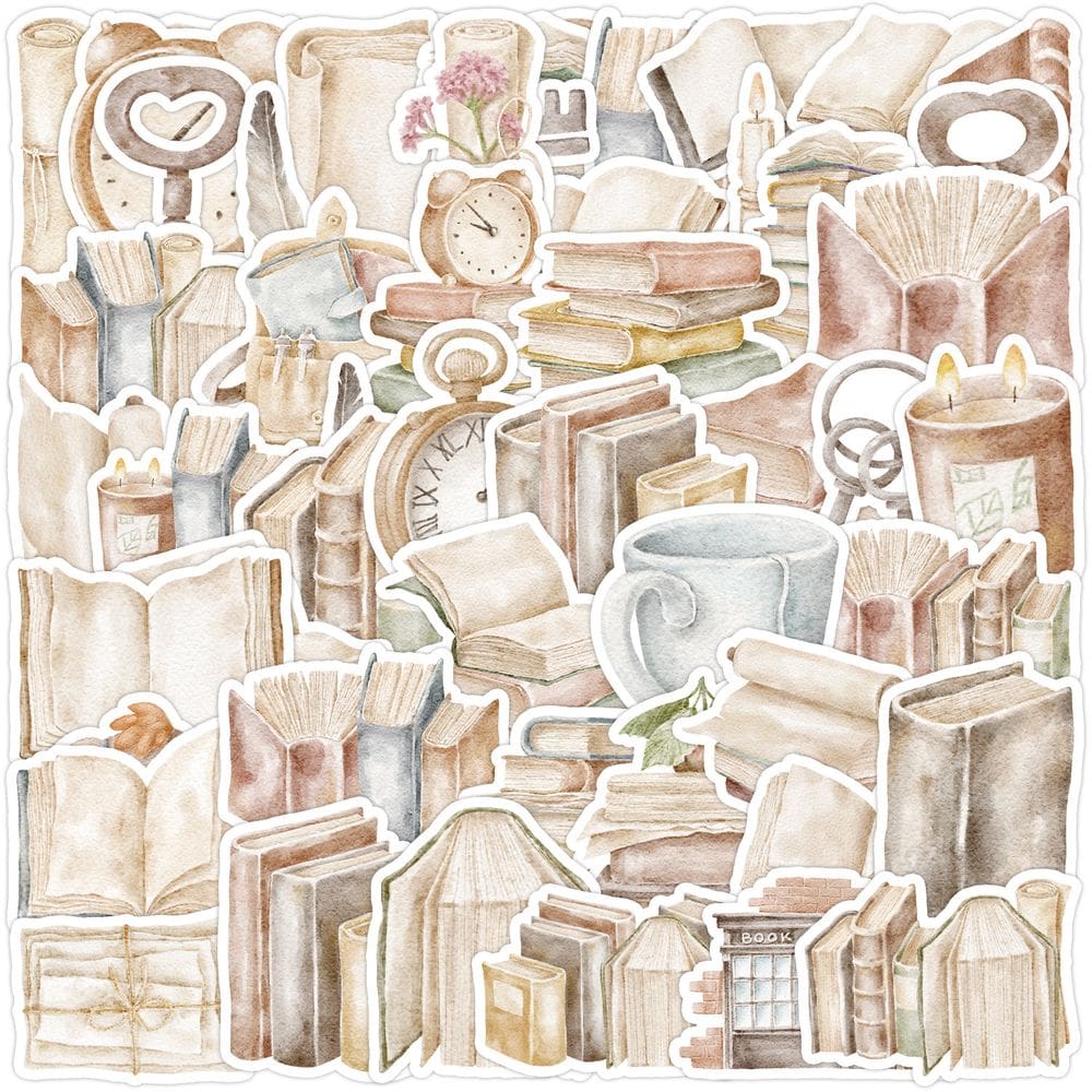 Pacote de adesivos Reading Book Lover Vinyl à prova d`água, 50 unidades