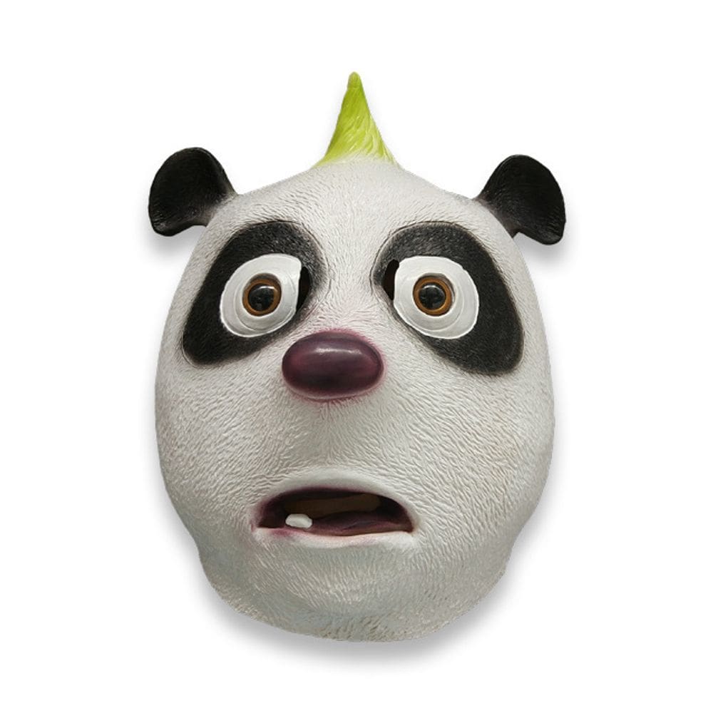 Capacete de cosplay Mask Resin Cute Panda com moicano verde